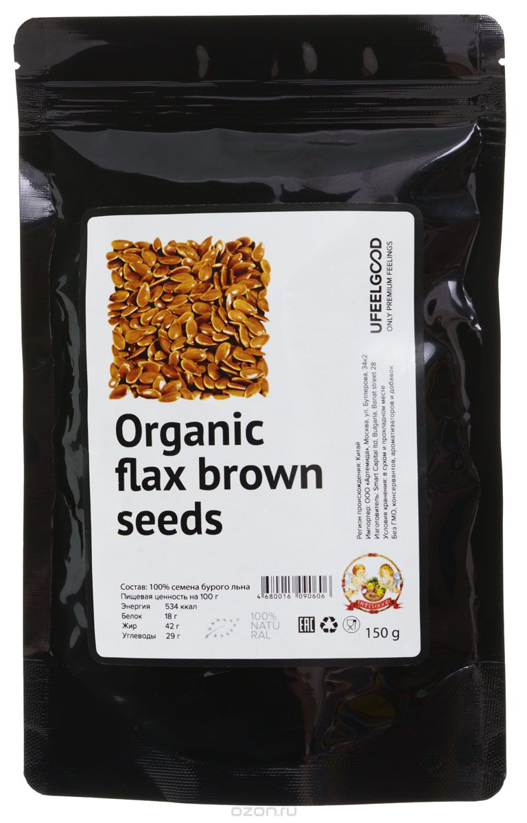 UFEELGOOD Organic Flax Brown Seeds    , 150 