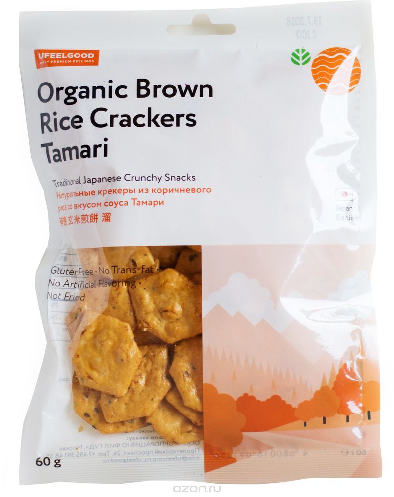 UFEELGOOD Organic Brown Rice Crackers Tamari         , 60 